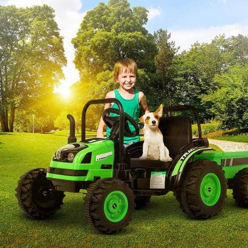 UENJOY 6V Tractor Kids Ride-On with Detachable Wagon - Toytexx UENJOY 6V Tractor Kids Ride-On with Detachable Wagon - Toytexx